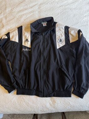 adidas Vintage 1992 Boston Marathon Black and White panels Windbreaker Jacket